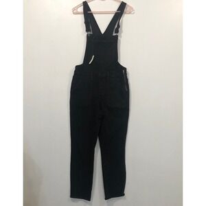 Madewell Denim Skinny Overalls‎ Lunar Wash Black M Adj Strap Pockets Zip Utility